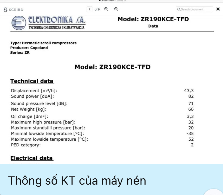 Thông số máy nén